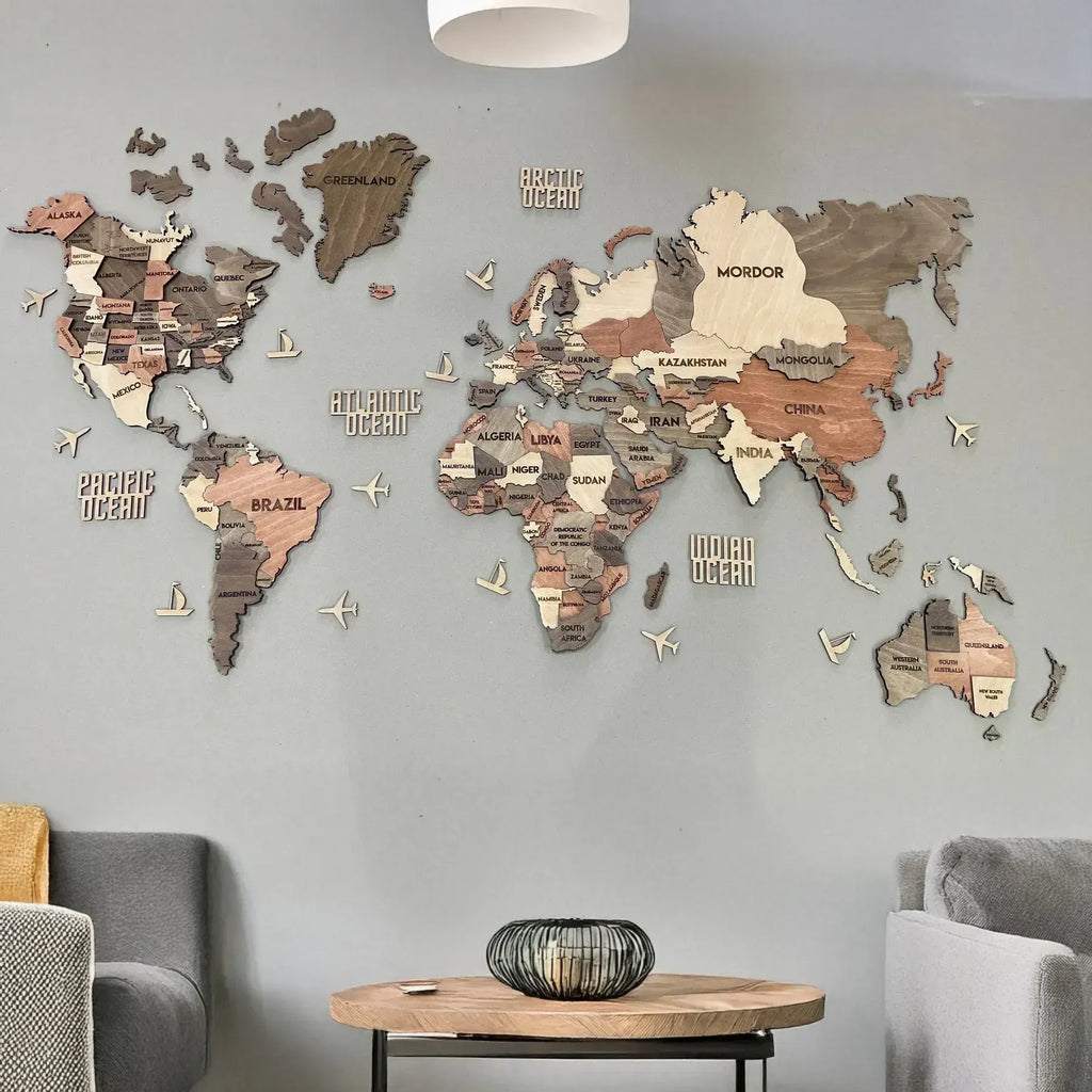 Багатошарова карта світу колір Warm