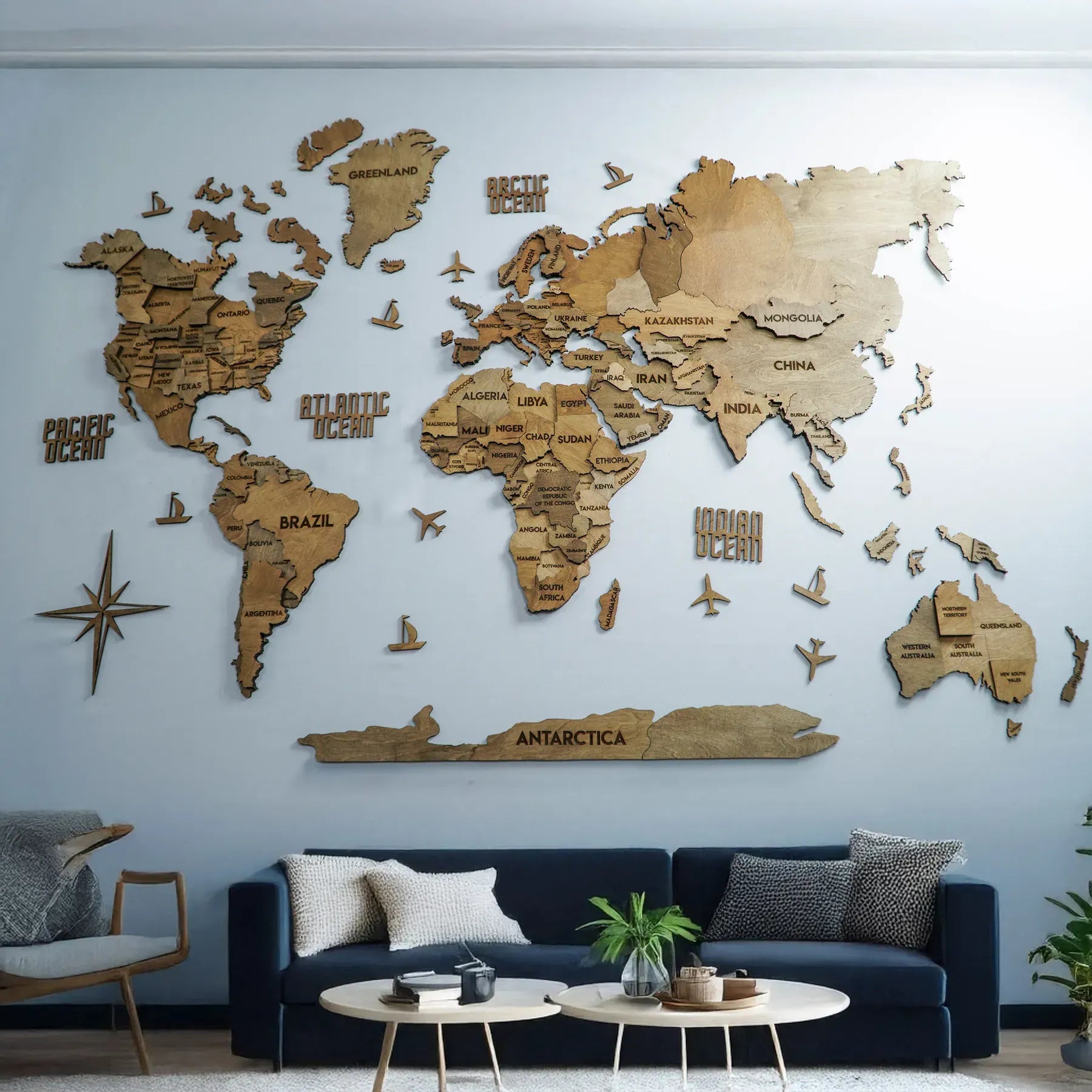 Багатошарова карта світу палітра Brown