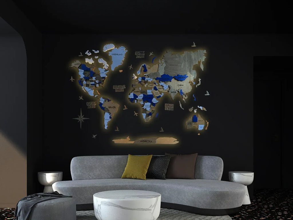 Багатошарова карта світу з підсвіткою колір Blur