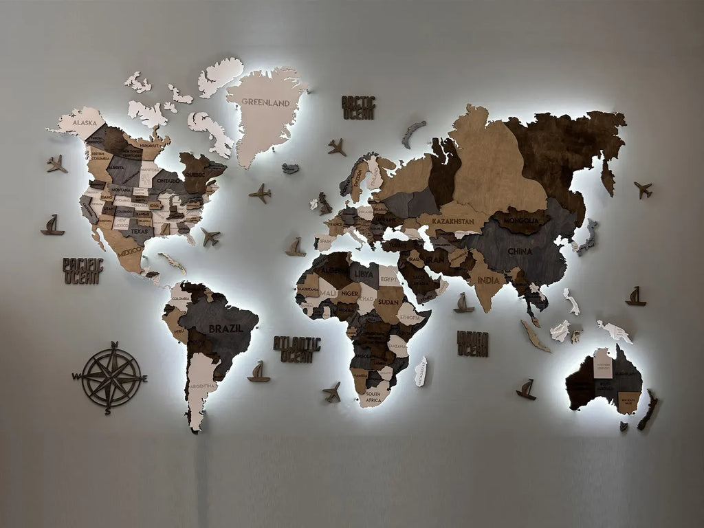 Багатошарова карта світу з підсвіткою колір Loft 2