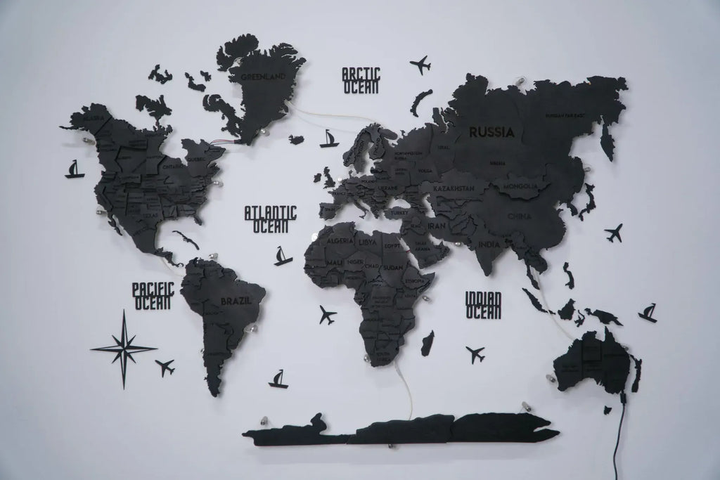 Багатошарова карта світу з підсвіткою колір Nero