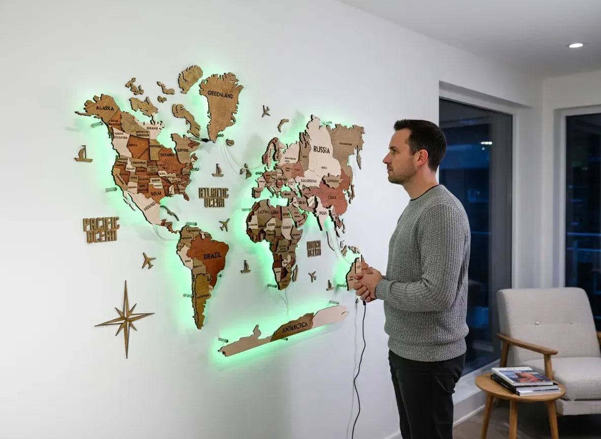 Багатошарова карта світу з підсвіткою RGB колір Memphis