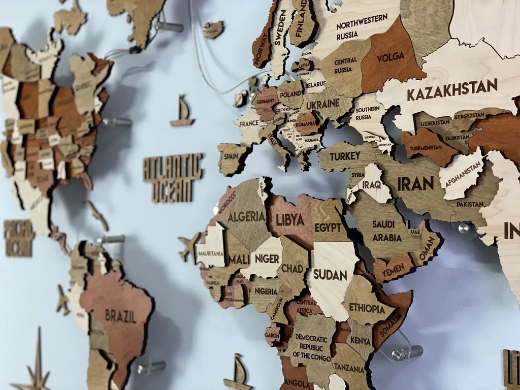 Багатошарова карта світу з підсвіткою RGB колір Memphis