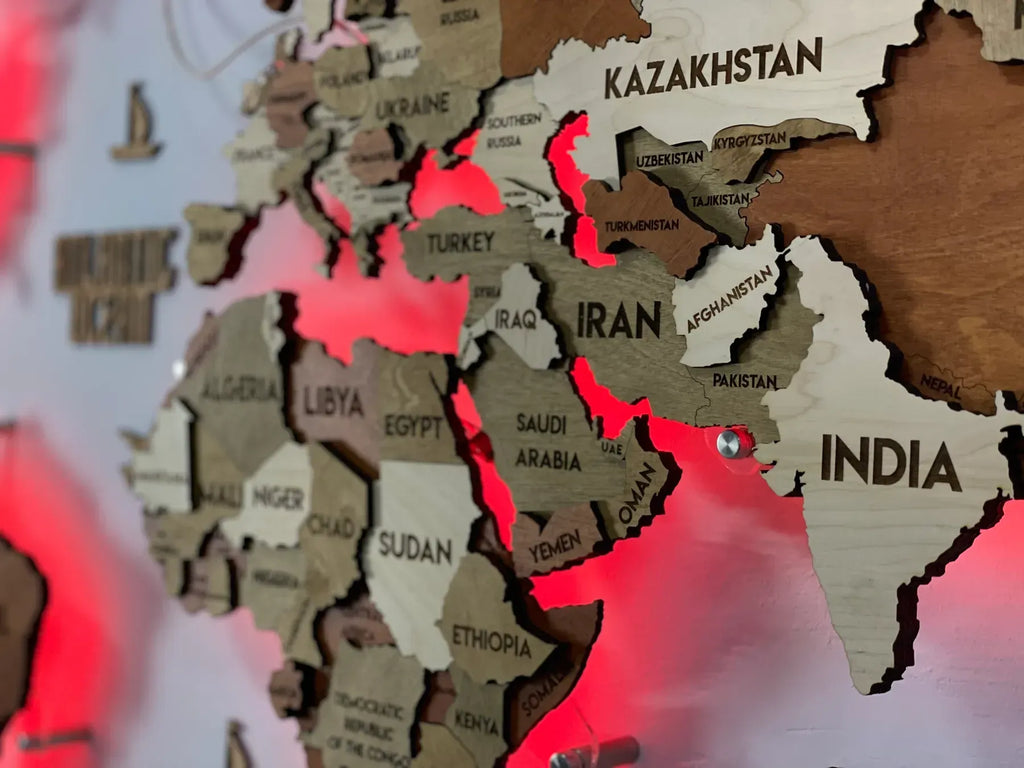 Багатошарова карта світу з підсвіткою RGB колір Memphis