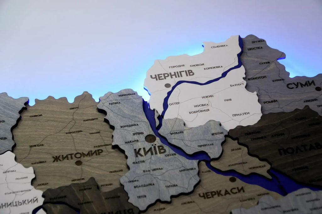 Карта України багатошарова 3D з підсвіткою колір Loft