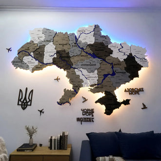 Карта України багатошарова 3D з підсвіткою колір Loft