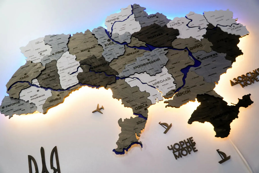 Карта України багатошарова 3D з підсвіткою колір Loft