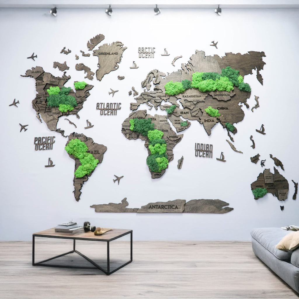 Багатошарова карта світу колір Dark Moss