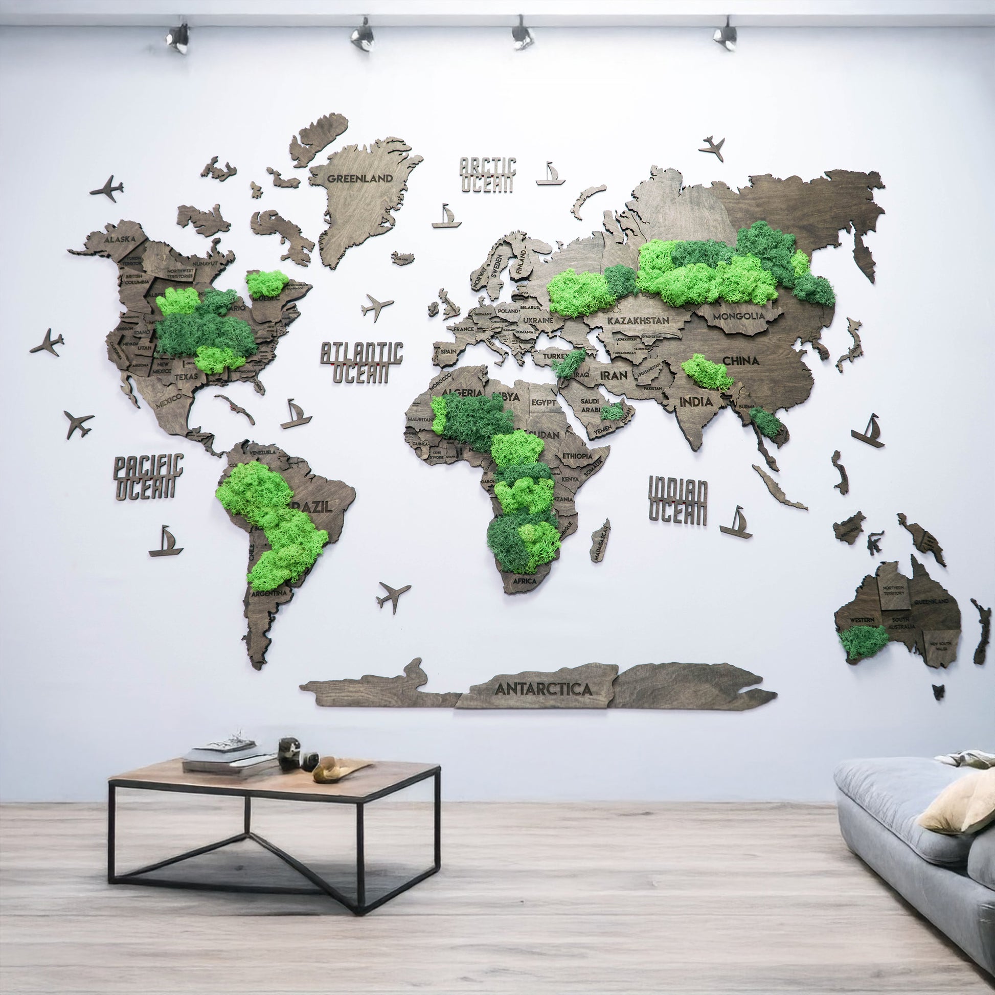 Багатошарова карта світу колір Dark Moss