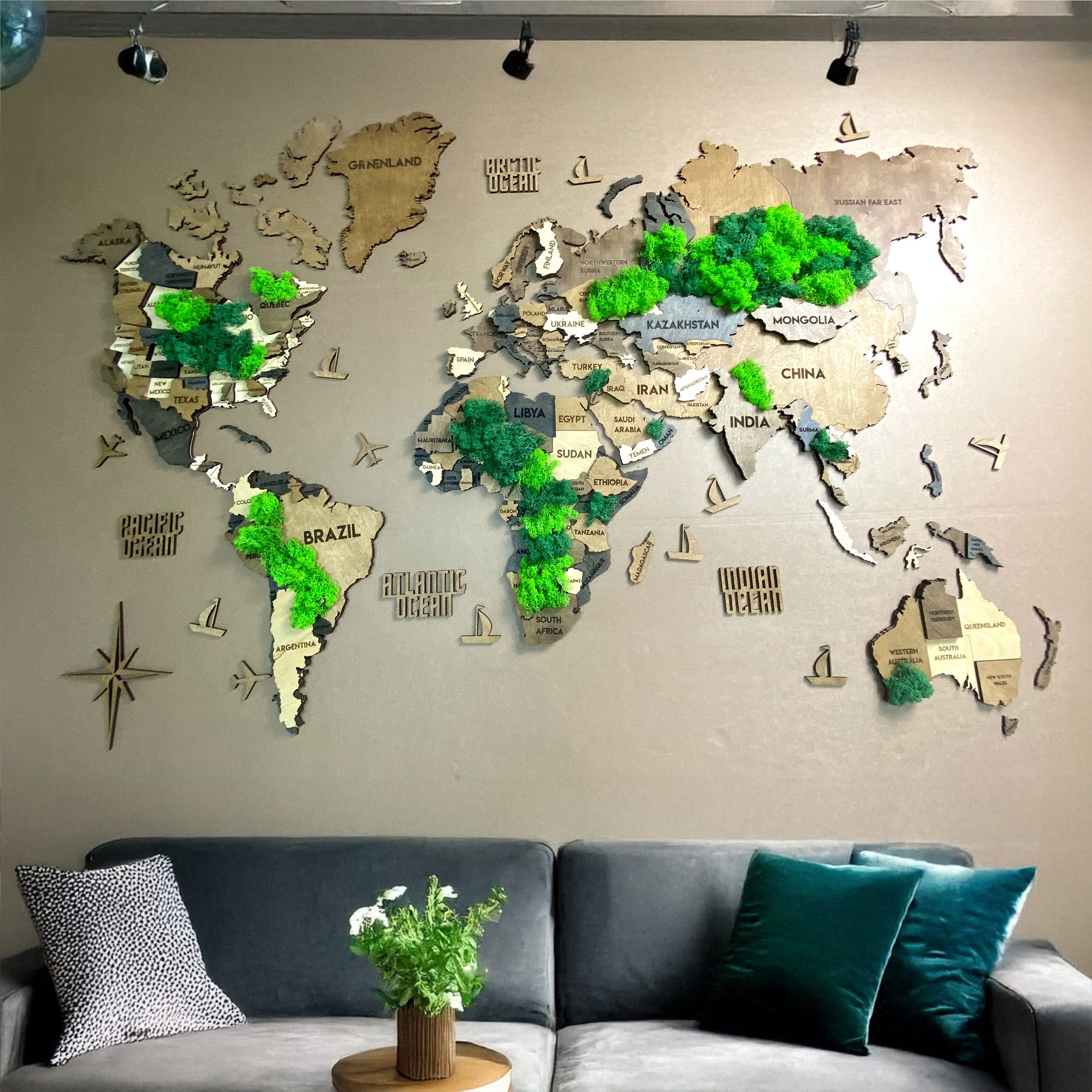 Багатошарова карта світу колір Soulmar Moss