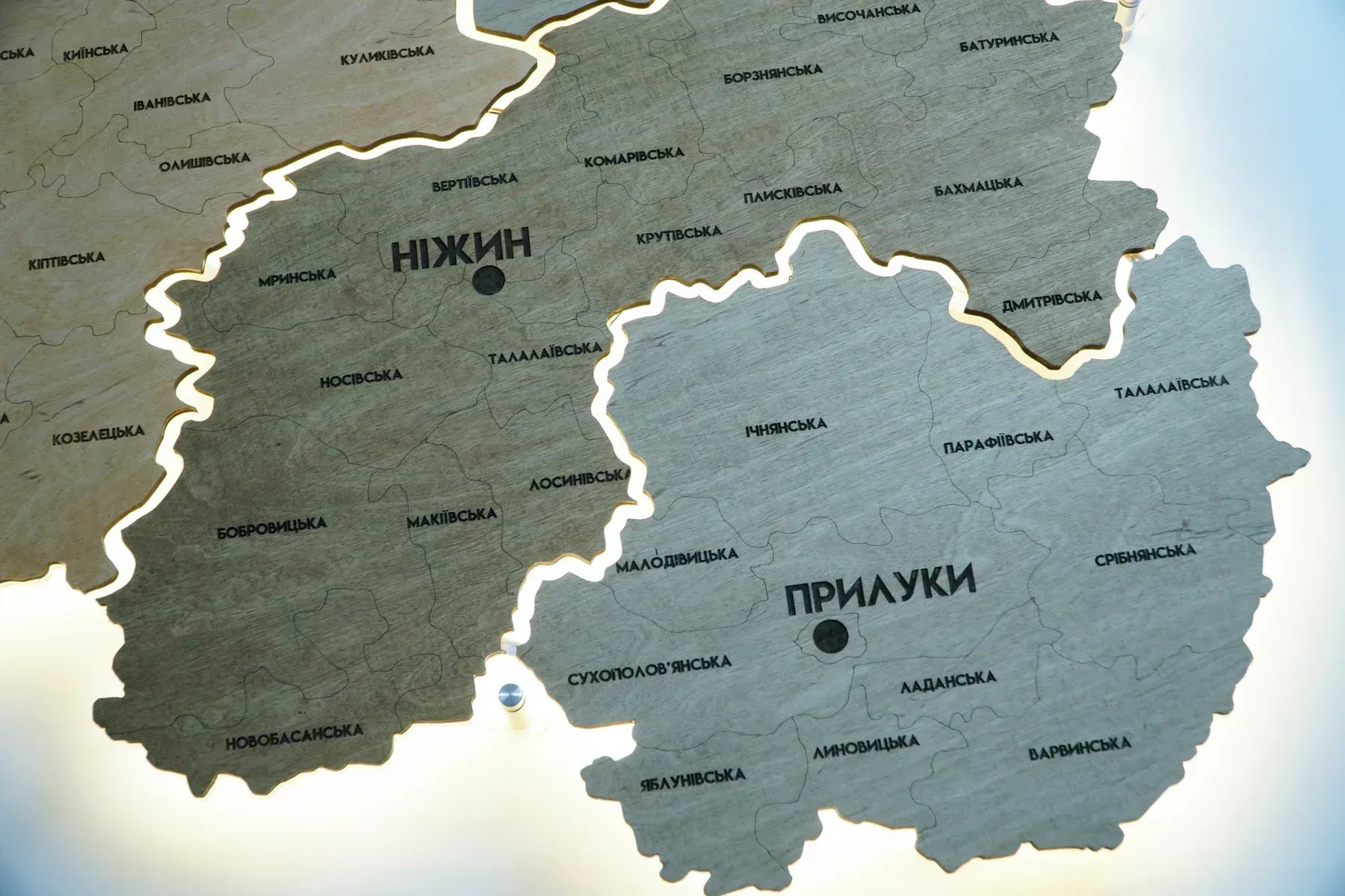 Карта Чернігівської області з підсвіткою, колір Light Tree