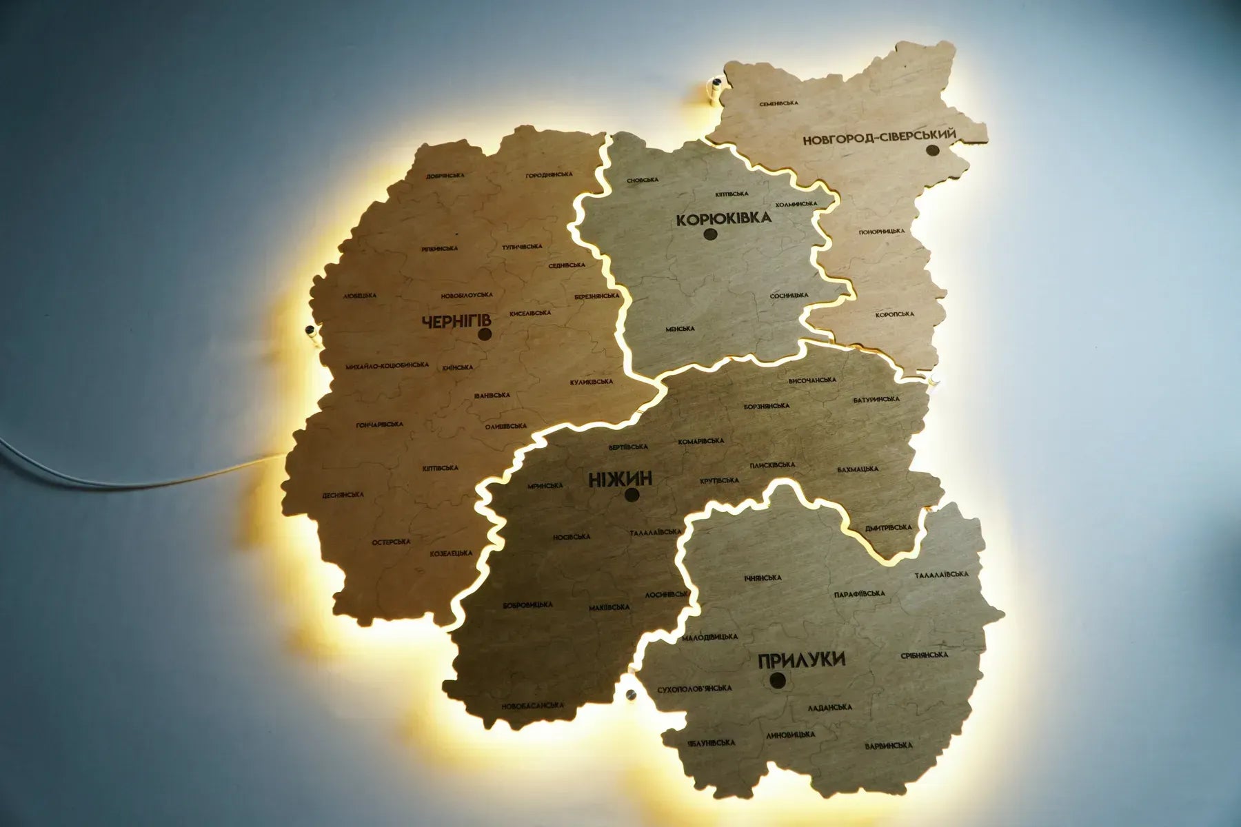 Карта Чернігівської області з підсвіткою, колір Light Tree