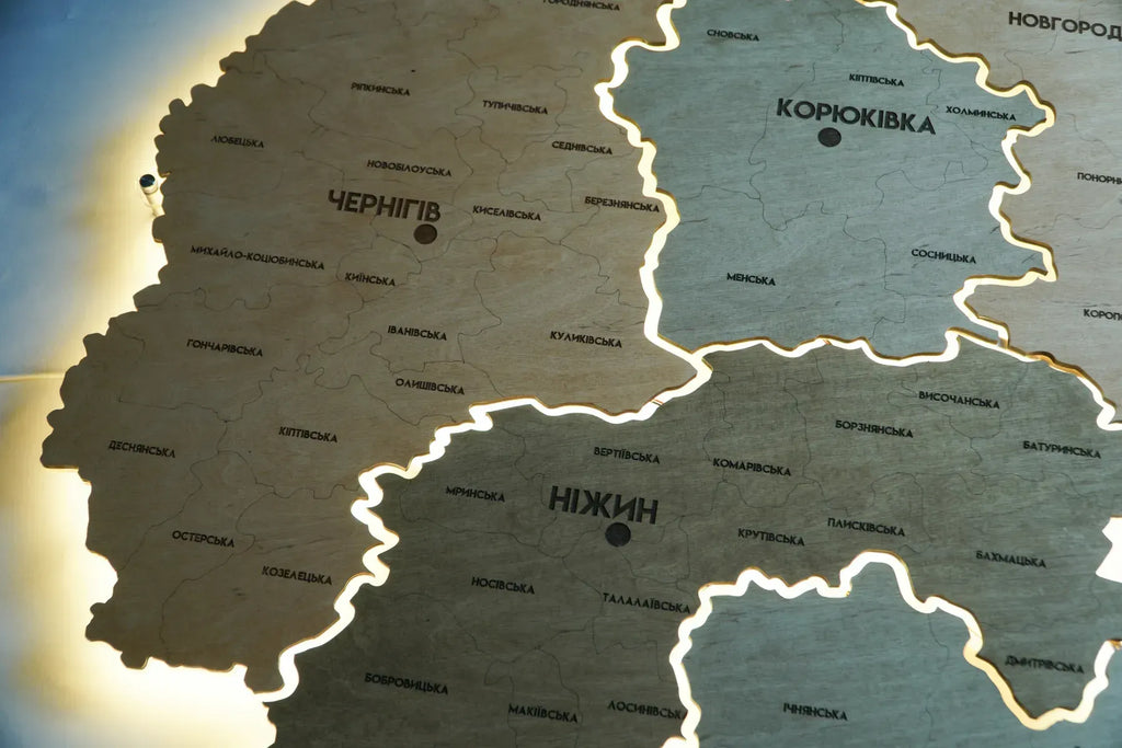 Карта Чернігівської області з підсвіткою, колір Light Tree