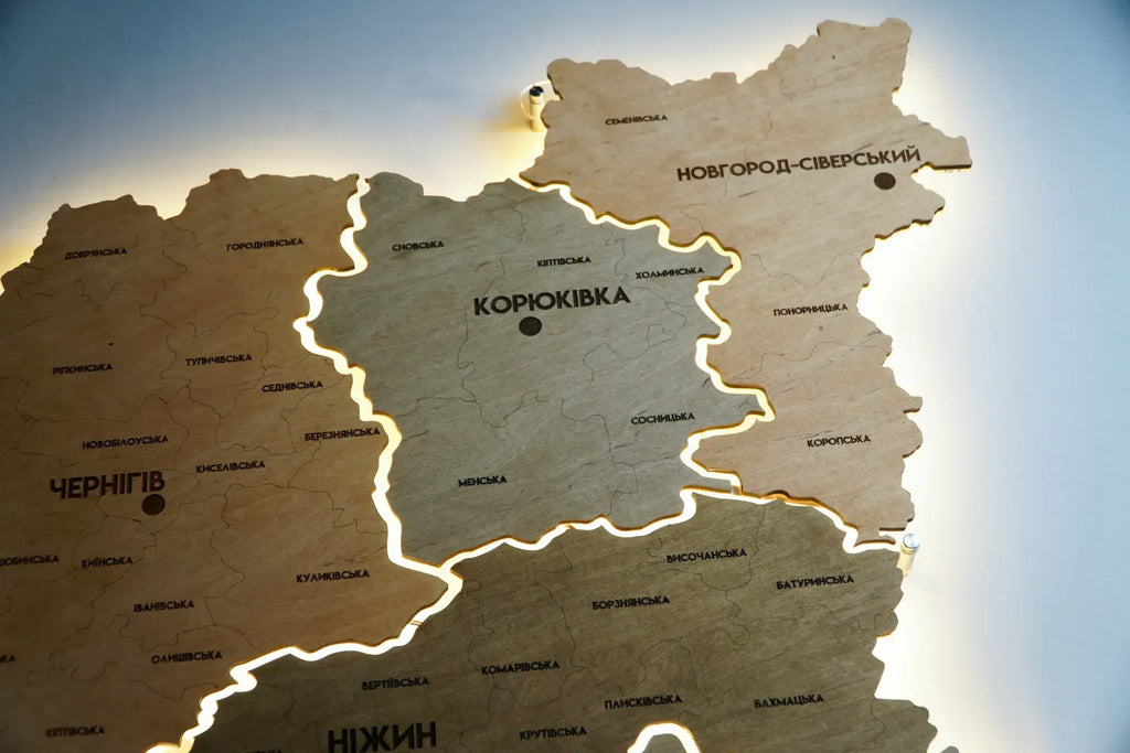 Карта Чернігівської області з підсвіткою, колір Light Tree