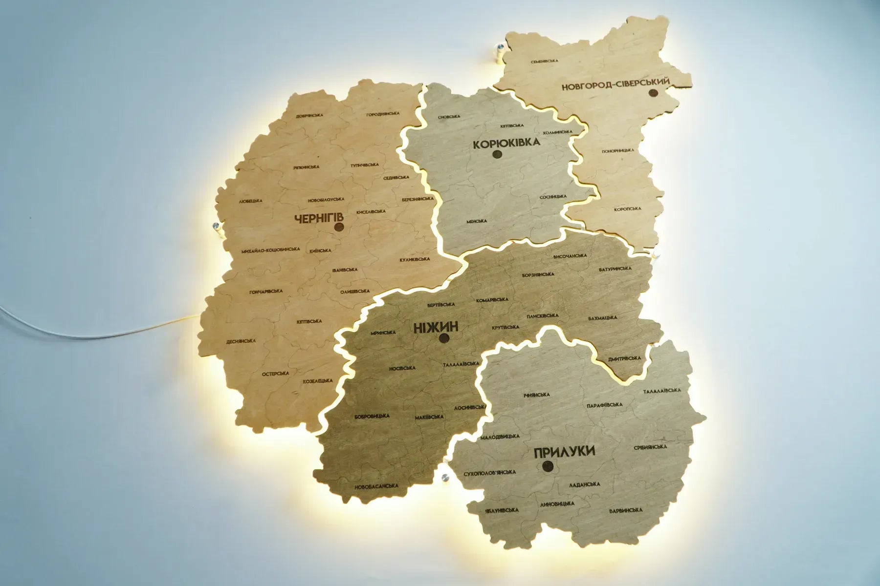 Карта Чернігівської області з підсвіткою, колір Light Tree