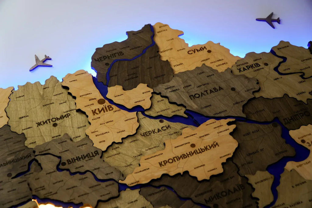 Карта України багатошарова 3D з підсвіткою колір Elis
