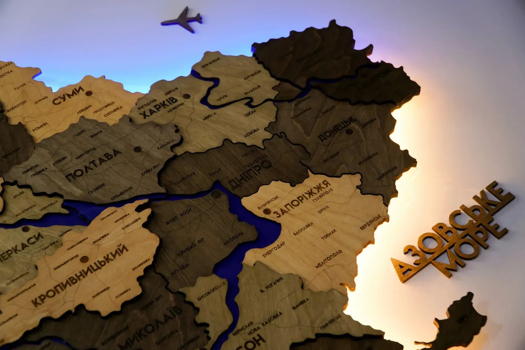 Карта України багатошарова 3D з підсвіткою колір Elis