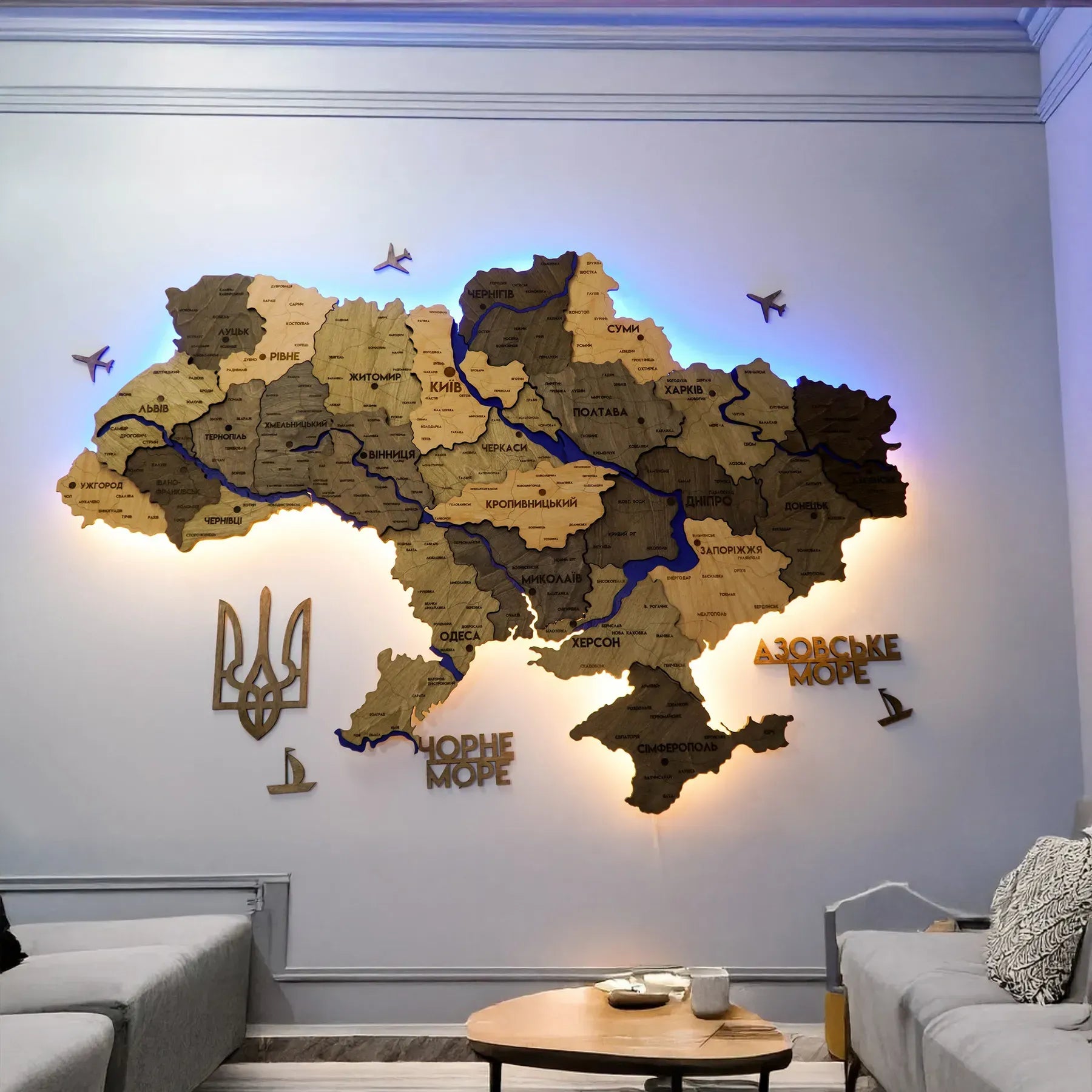 Карта України багатошарова 3D з підсвіткою колір Elis