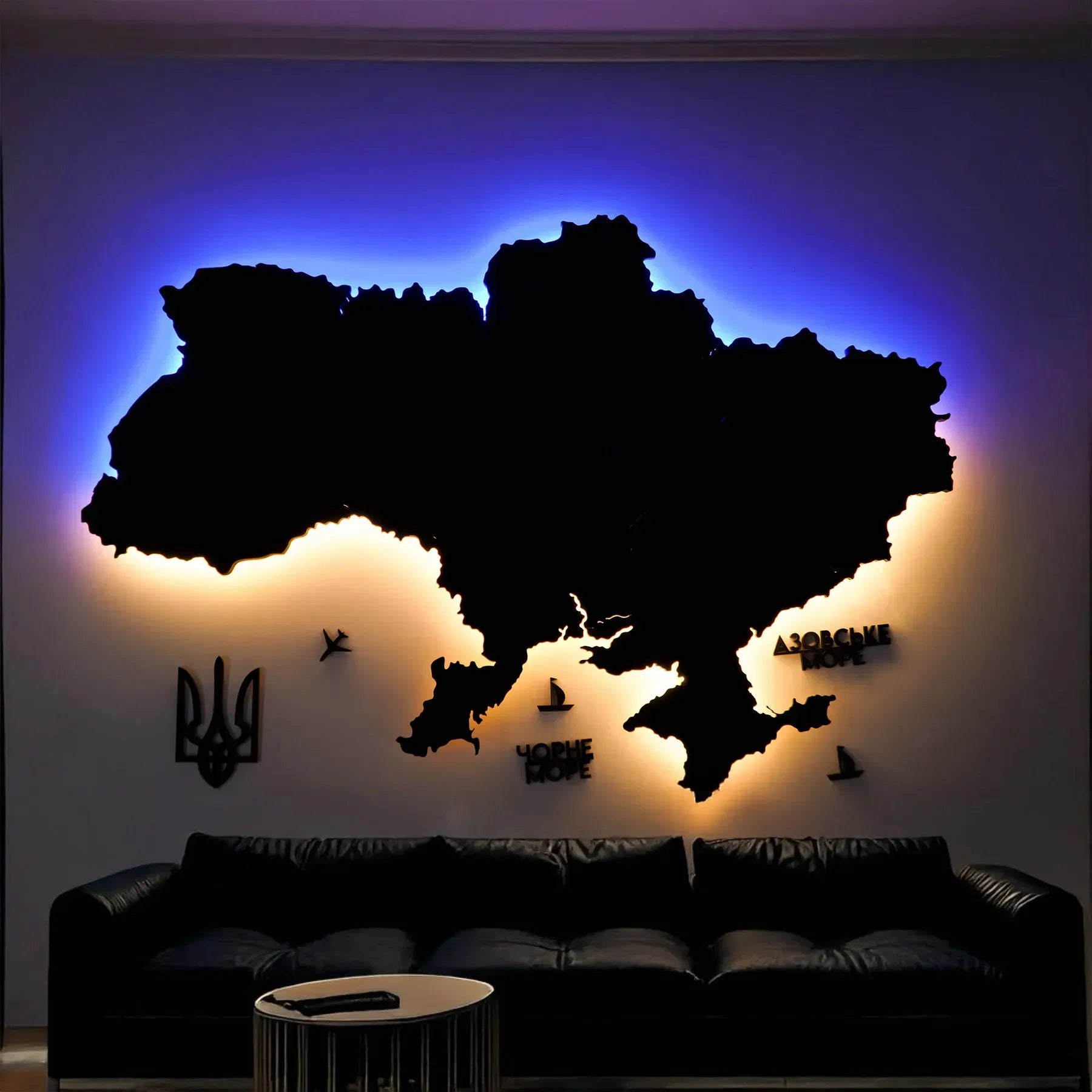 Карта України багатошарова 3D з підсвіткою колір Nero