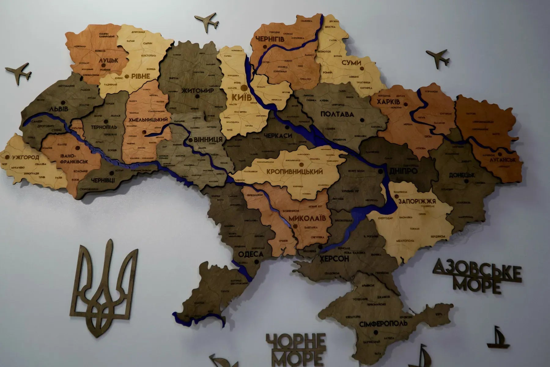 Карта України багатошарова 3D з підсвіткою колір Warm