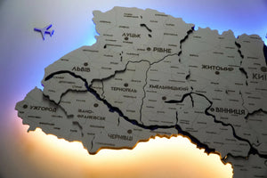 Карта України багатошарова 3D з підсвіткою колір White