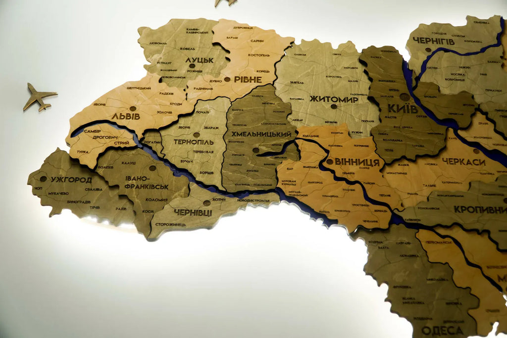 Карта України багатошарова 3D з підсвіткою колір Light Tree