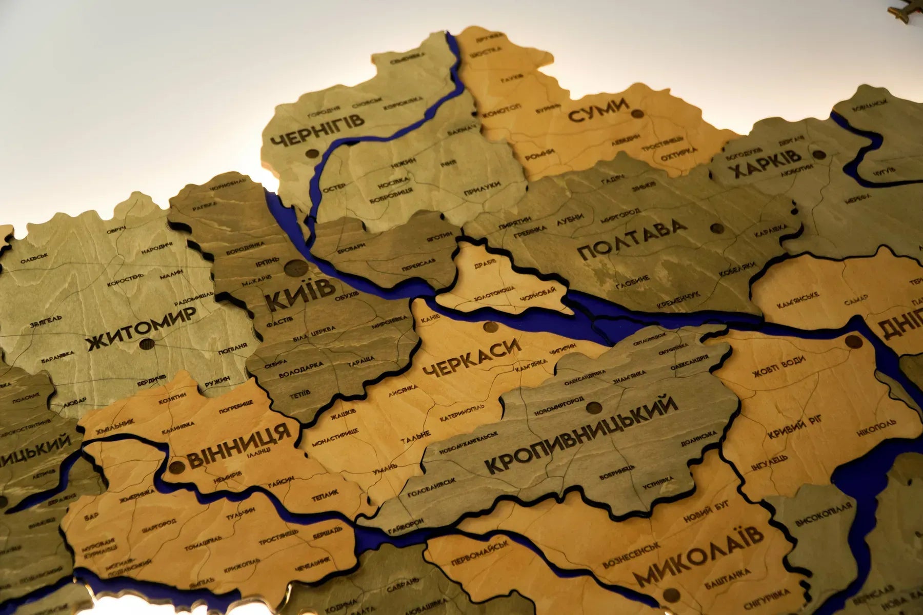 Карта України багатошарова 3D з підсвіткою колір Light Tree