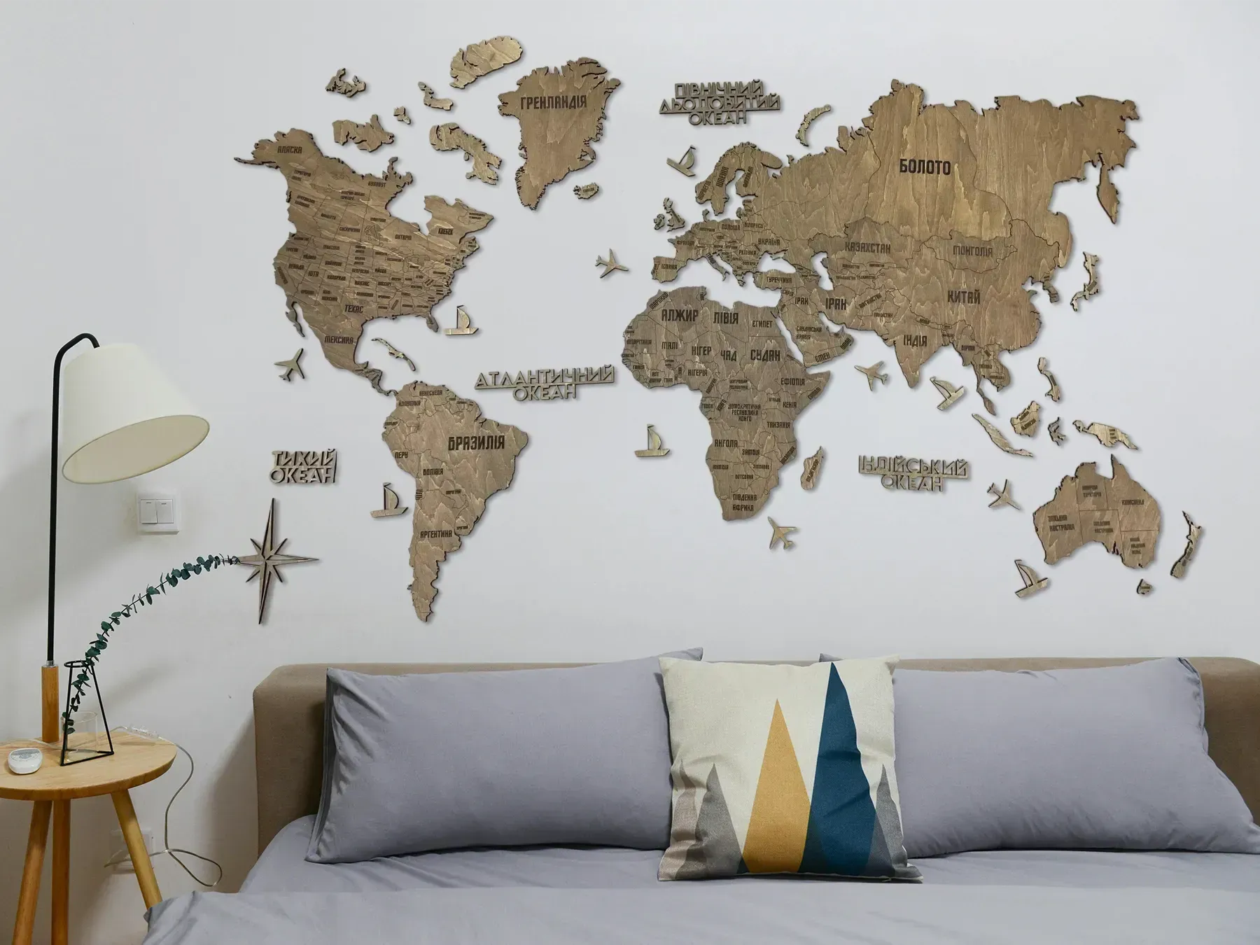 Одношарова карта світу колір Venge 1