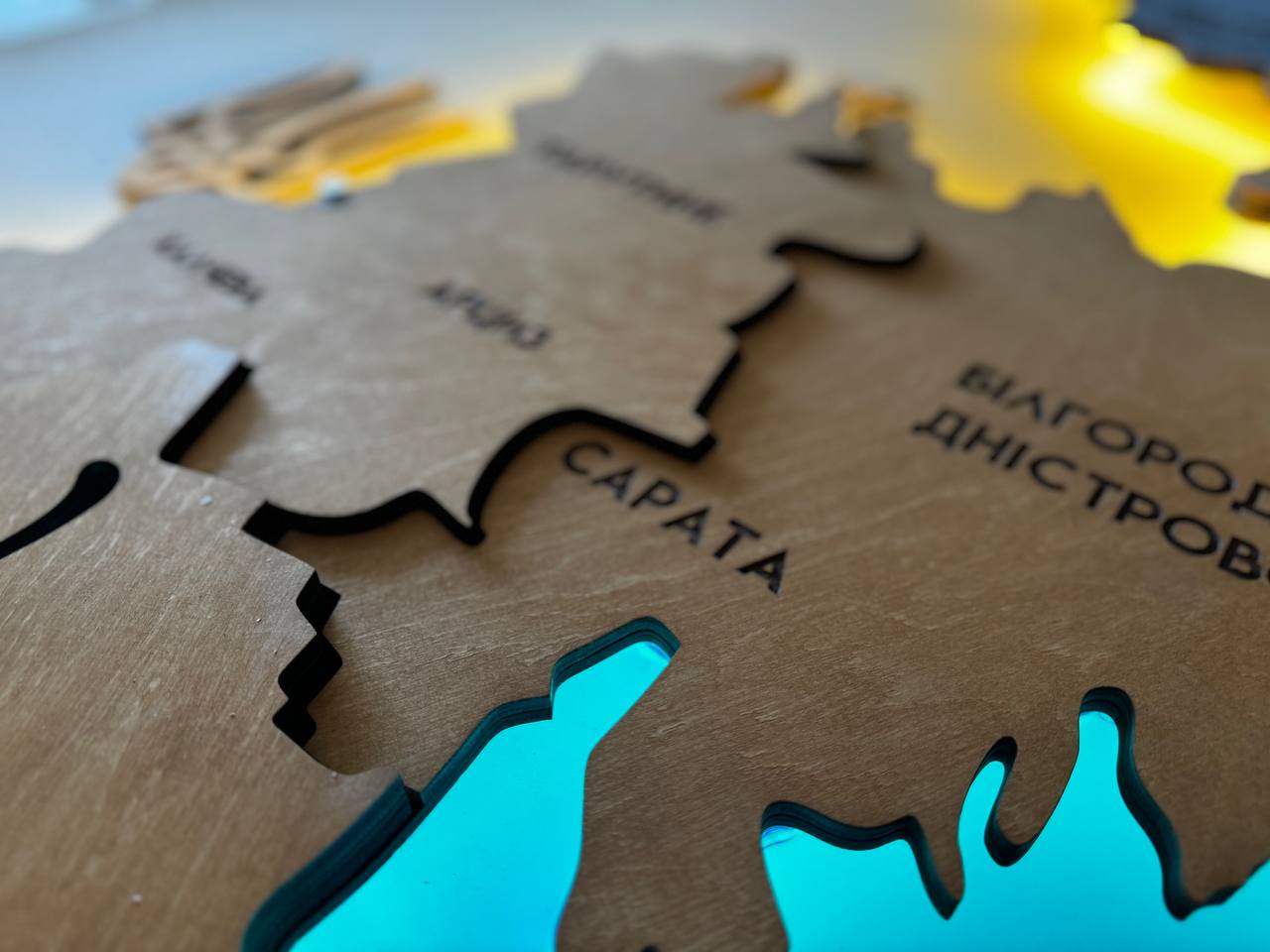 Багатошарова карта Одеської області, з підсвіткою річок та лиманів, колір Flag 2