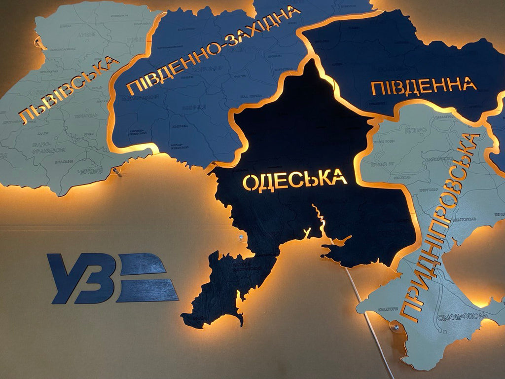 Індивідуальна карта залізничних шляхів України з LED-підсвіткою