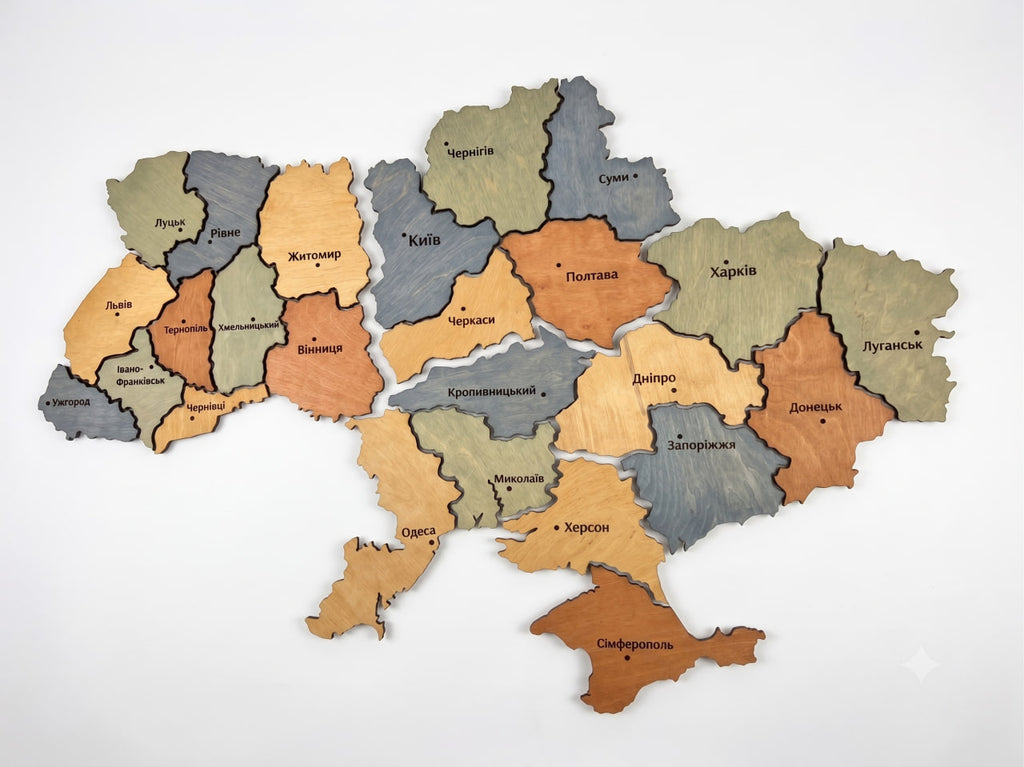 Карта України на акрилі з підсвіткою між областями колір Tetrada