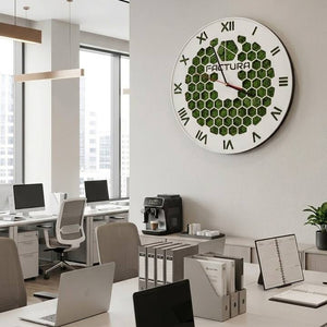 Настінний годинник з натуральним мохом HoneyComb White — Factura