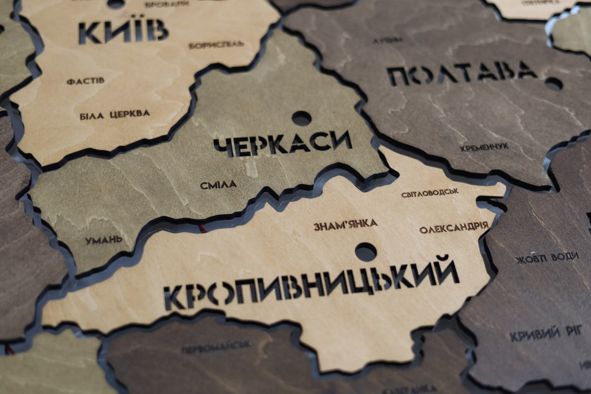 Карта України на акрилі з підсвіткою між областями колір Elis