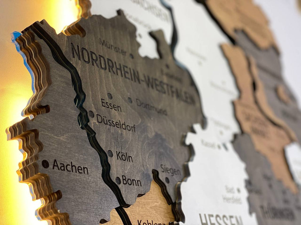 Багатошарова карта Німеччини з підсвіткою річок колір Temptation